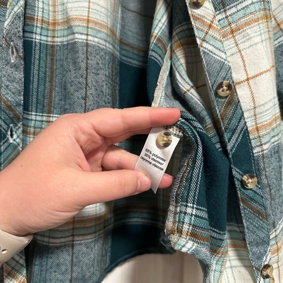 Maurices Blue Green Long Sleeve Flannel Women's 0x Plus Size - Picture 5 of 6